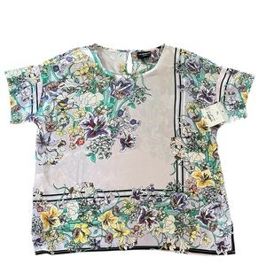 Liz Claiborne Floral Lightweight Short Sleeve Blouse Sz PL NWT